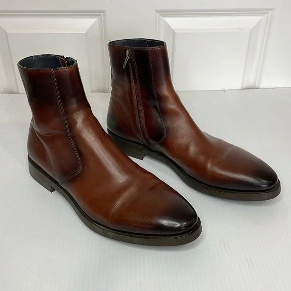 To Boot New York Men’s Sz 11.5 Rosemont Marrone Burnished Leather Boot Brown Zip - Picture 2 of 15